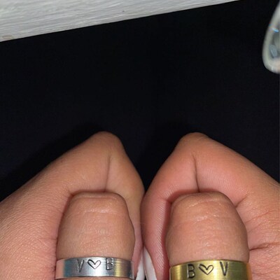 Initial Ring Personalised Initial Couples Rings With Heart in - Etsy UK