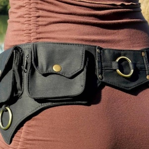 【AAKE】BELT POCKET LONG SK Black Cotton Utility Belt Bag: Multi-pocket Ailetsbelt - Etsy