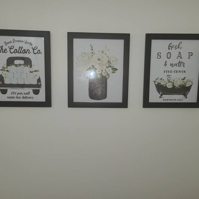 Set of 3 Bathroom Wall Decor Black Cotton Co Truck Bathroom Wall Art ...