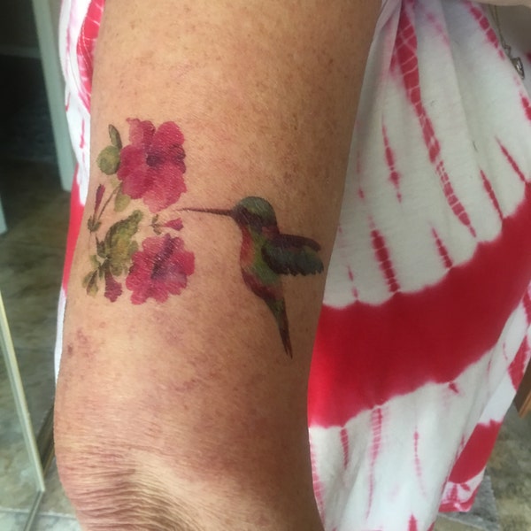 Supperb Large Temporary Tattoos - Spring Flowers & Hummingbird - Etsy