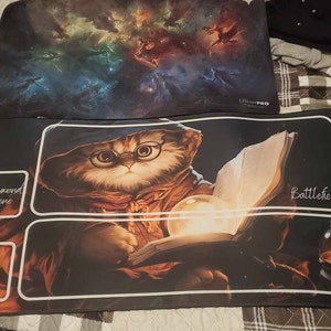 MTGプレイマット 猫、ゾーン付きMTGプレイマット、ネオプレン製