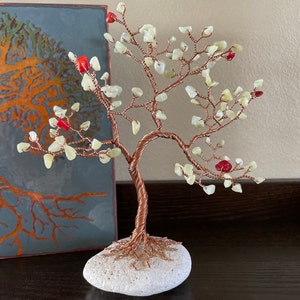Jade & Coral Tree, 35th Anniversary Gift for Parents, Copper Wire ...