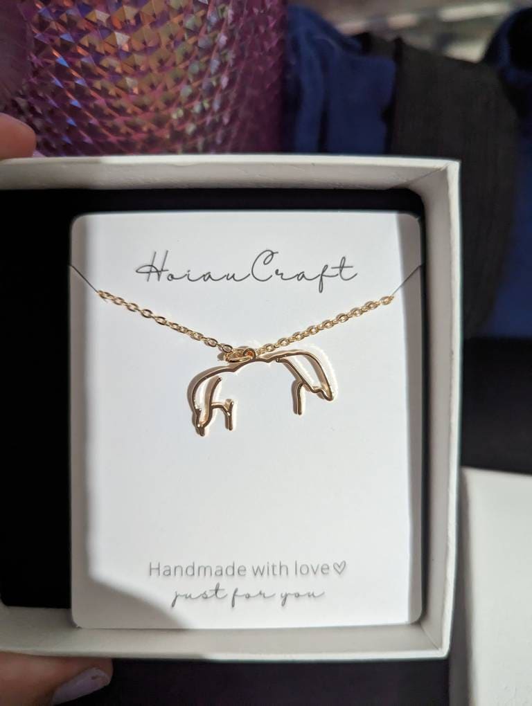 Custom Dog Ears Outline Necklace - Personalized Pet Jewelry - Animal Silhouette Pendant- Unique Dog Lover Gift - Memorial Pet Portrait Gift