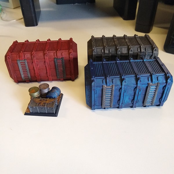 3D Printed Terrain: Cargo Containers, Crates and Drums for 40k or 28 Mm ...