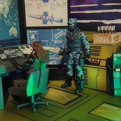 Custom 1:12 Scale Mission Control Radar Briefing Room Diorama Prop ...