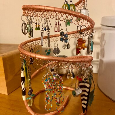 Earring Tree Copper Spiral Earring Holder Organizer Holds - Etsy
