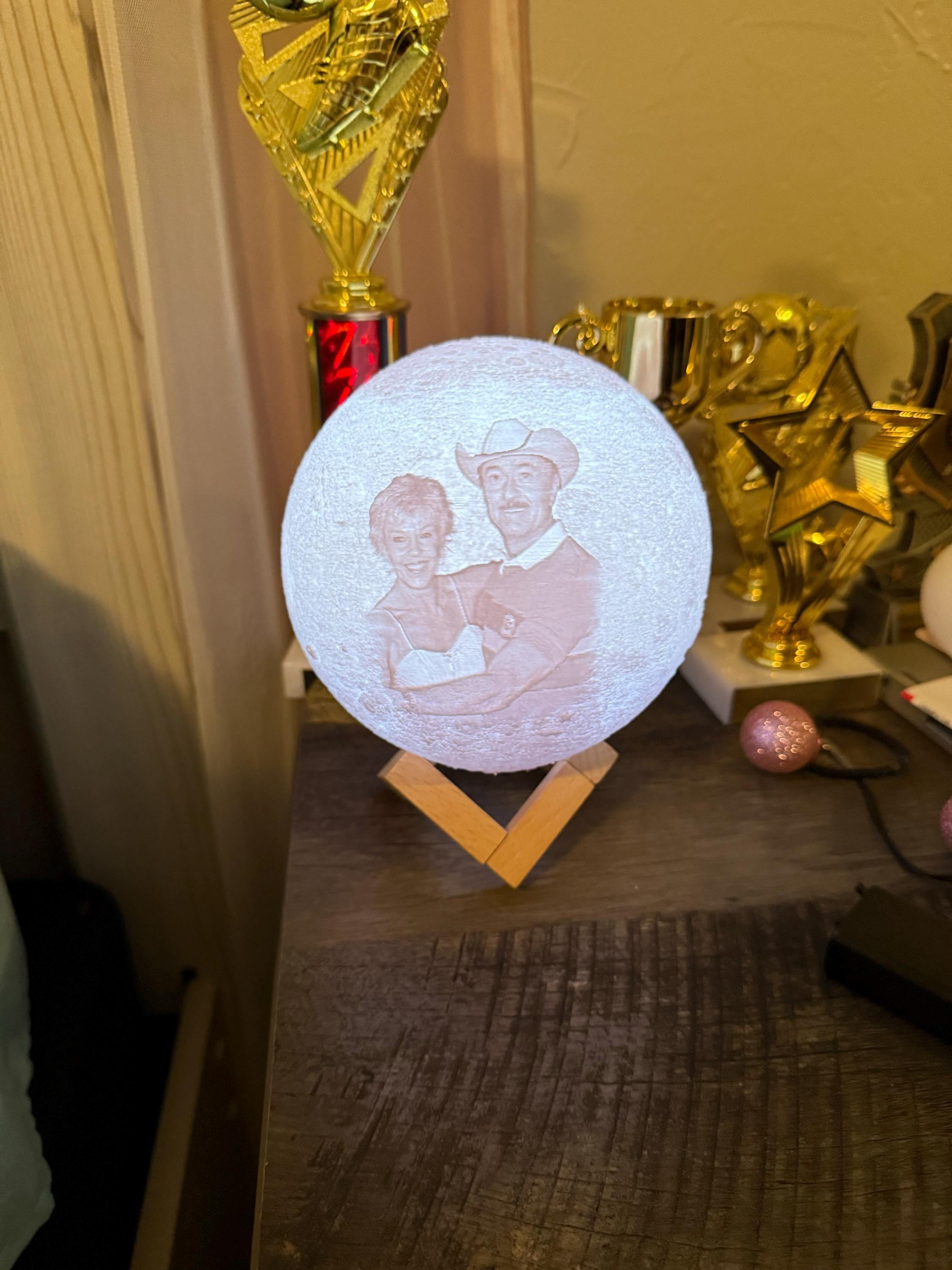 Personalized 3d Photo printed Lunar night Moon Lamp, Custom Photo Lunar Moon Lamp Night Light, Bedside lamp, Couples Gifts,Christmas Gift
