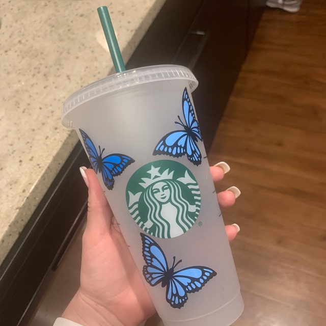 Custom Butterfly Cup Starbucks Tumbler Cup With Butterflies Starbucks  Butterfly Cup Cute Butterfly Cup Personalized Preppy Cup 