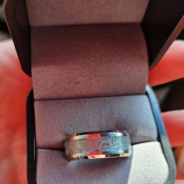 Reaper Ring - Vivianite Crystal Inlay Ring, Tungsten Titanium Ceramic ...