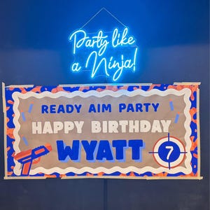 Custom Hand-painted Nerf Birthday Banner - Dart War Party - Etsy