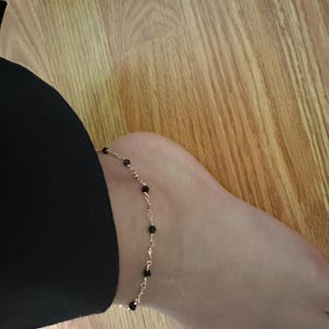 Gold Beaded Anklet: 14k Heavy Plated Gold, Black Beads - Etsy