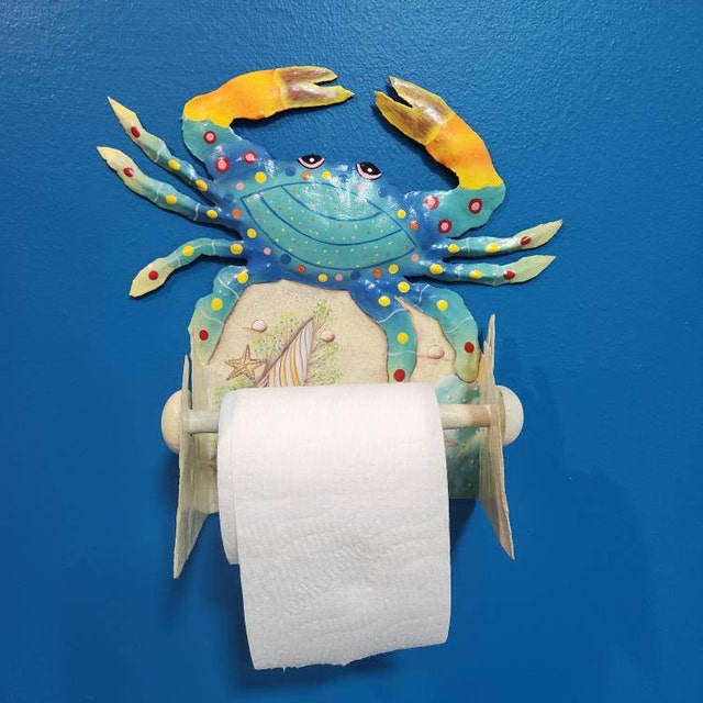 TOILET PAPER HOLDER, Aqua Crab, Nautical Decor, Painted Metal, Bathroom  Decor, Toilet Tissue Holder, Coastal Decor, Beach Decor, 107-aq-tp -   Canada