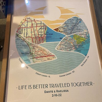 Personalized Journey Map™ Print: 2-8 Locations Mountain Wall Art Custom ...