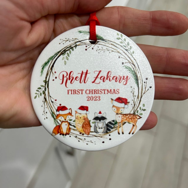 2021 Wood Calligraphy 'Baby's First Christmas' Ornament — Fawn Lettering