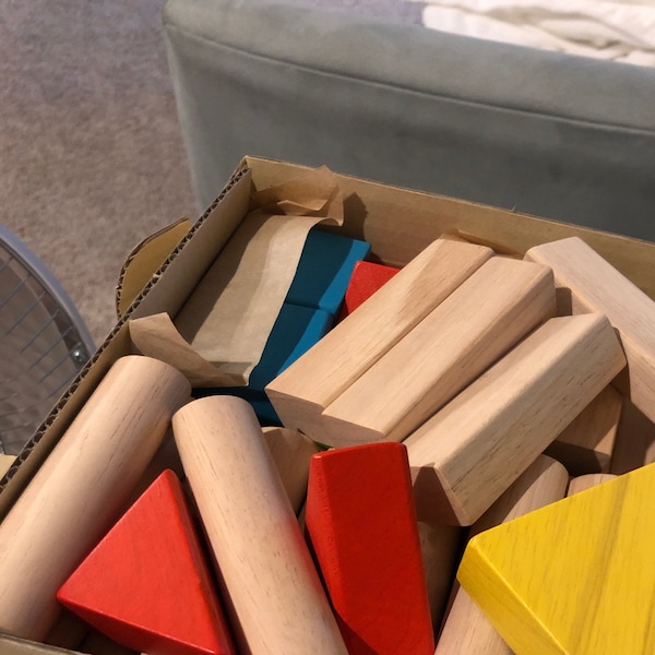 50 Natural Wooden Montessori Building Blocks - Montessori Toy, Natural ...