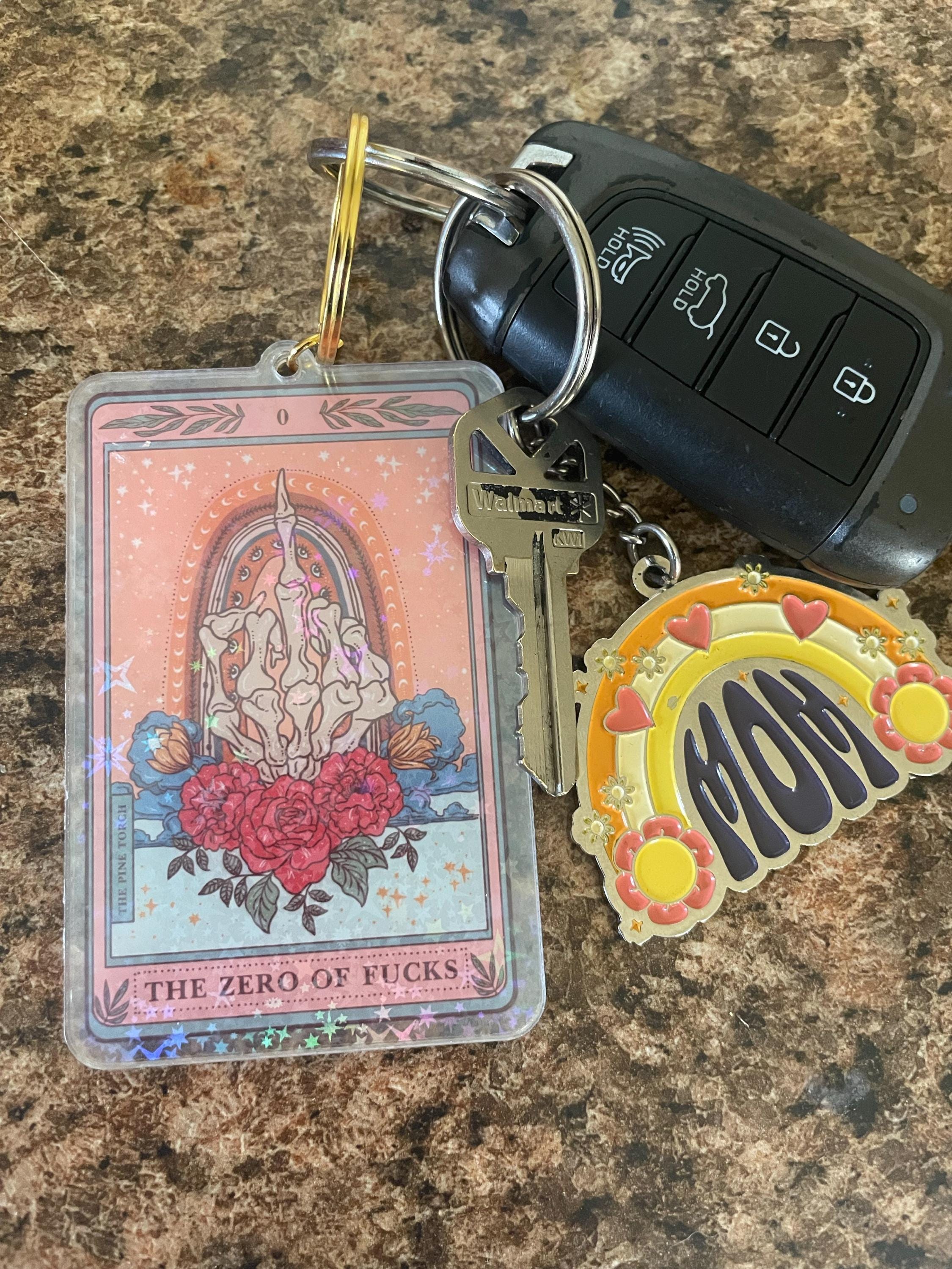The Zero of Fs Tarot Card Holographic Keychain, Funny Skeleton Tarot Card keychain, Tarot Card Gift, Acrylic Tarot Keychain, Tarot Keychain