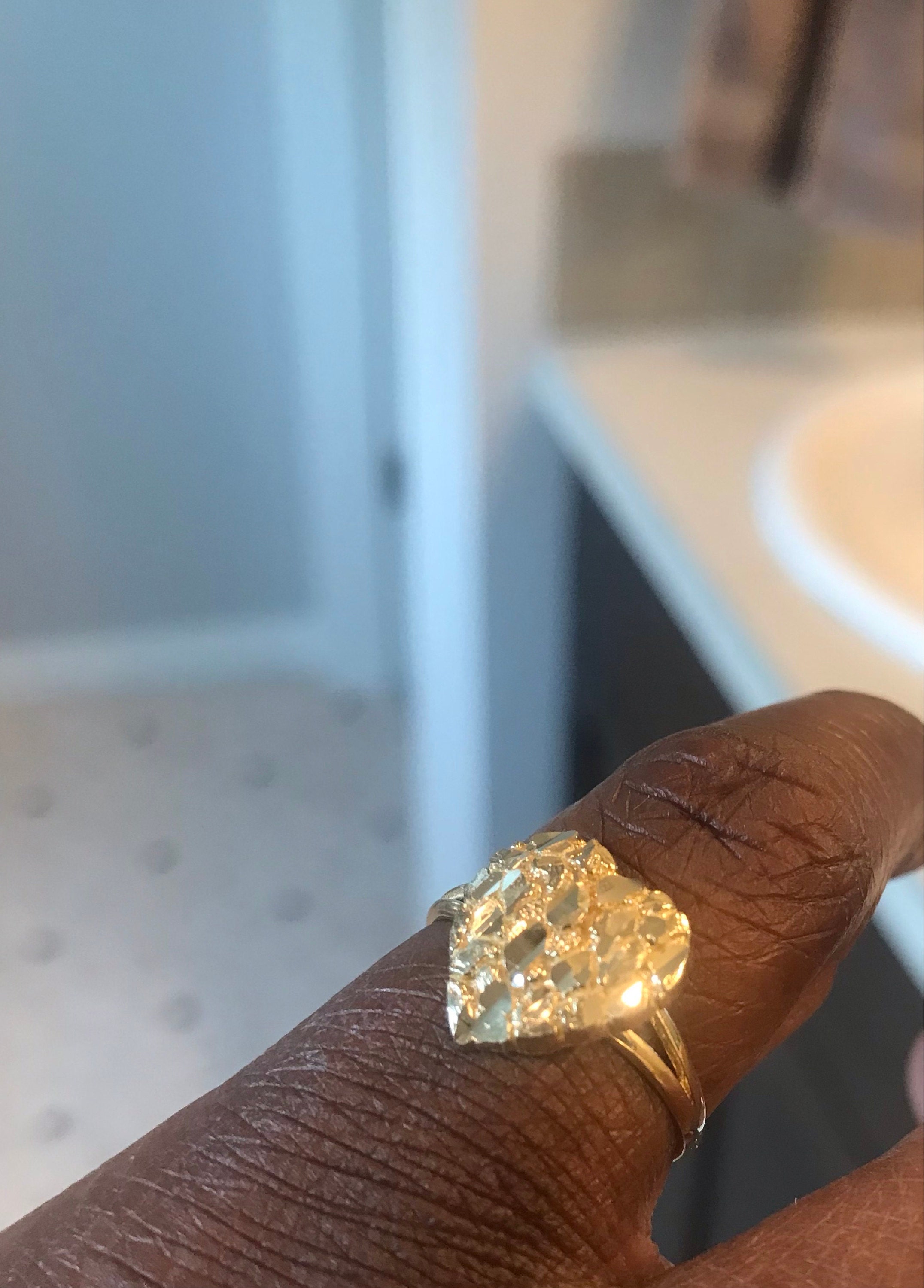 1/2&quot; Women&#39;s Textured Heart Shaped Nugget Ring Real Solid 10K Yellow Gold Size 7