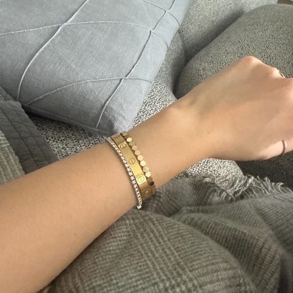 Hexagon Chain Bracelet in 14K Gold