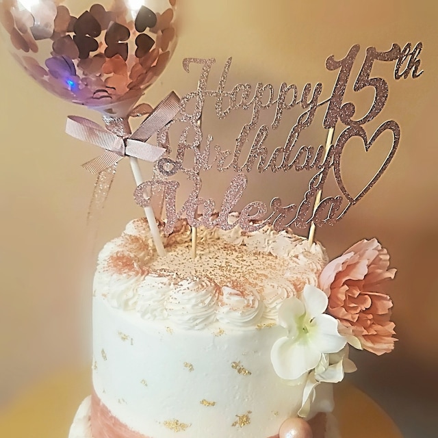 Confetti Balloon Cake Topper  BLACK + GOLD - Heaven's Sweetness Shop