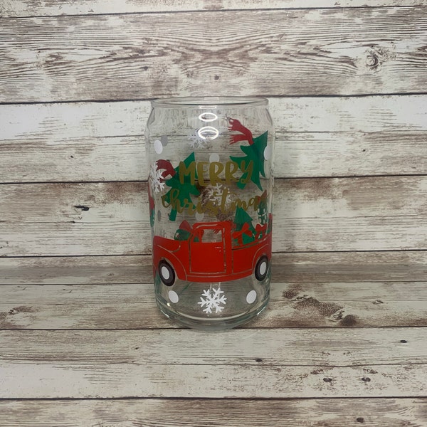 16oz Merry Christmas Libbey Glass Can Svg, Glass Can Full Wrap Svg ...