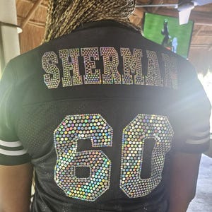 Custom Bling Football Jersey, Bling Jersey, personalized name and number, fan shirt bling, game jersey, add your text in sequins 2 sided