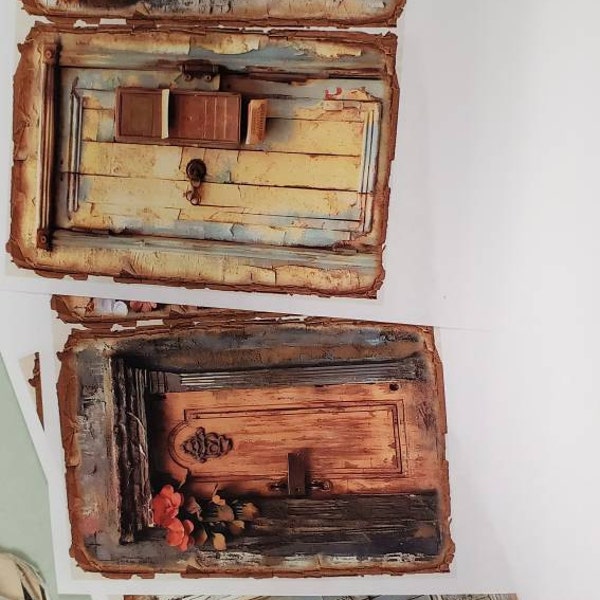 Rustic Wooden Door Printables: Distressed Mixed Media Designs (digital ...