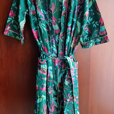 Cotton Kimono Robe Dressing Gown Block Print Bridesmaid Robe - Etsy