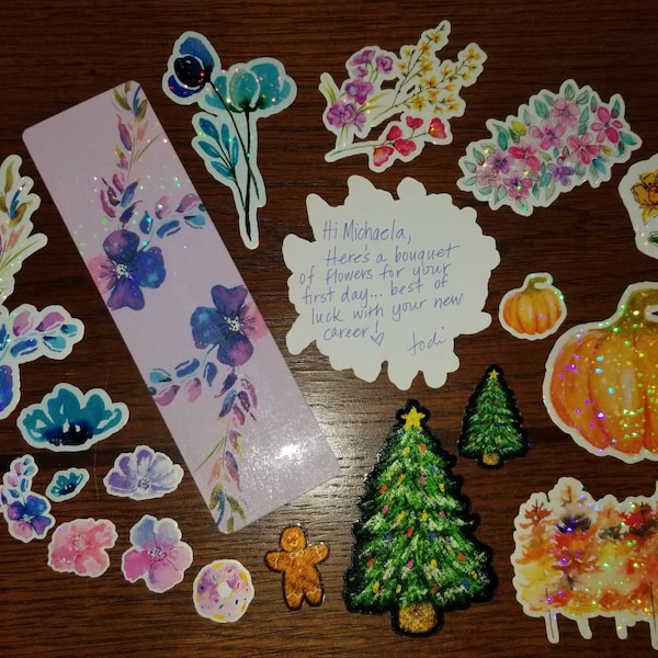 Glitter Wildflower Bouquet Sticker, 3 X 1.75 Inches, Watercolor Flowers ...