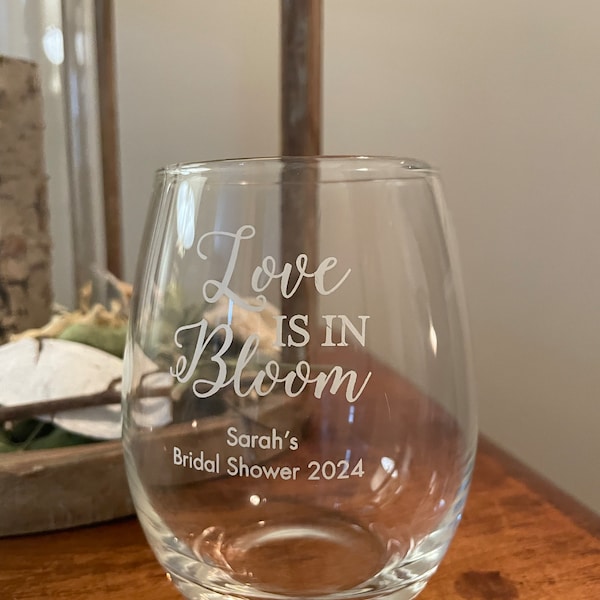 Custom Bridal Shower Large Stemless Wine Glasses - 39 Designs to Choose