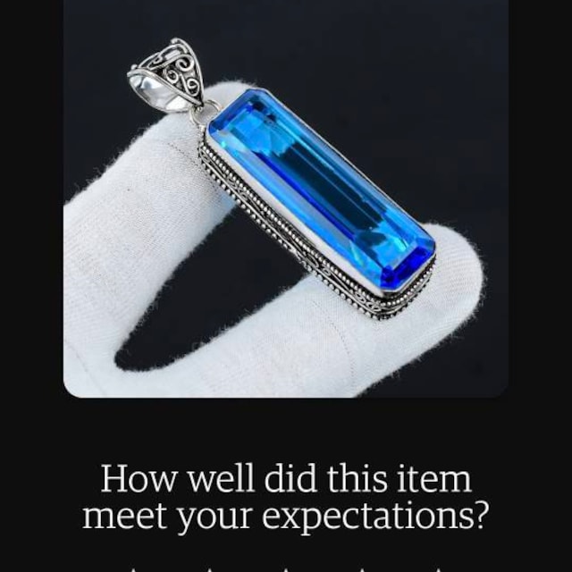 ロングスイスブルートパーズジェムストーンシルバーアンティーク