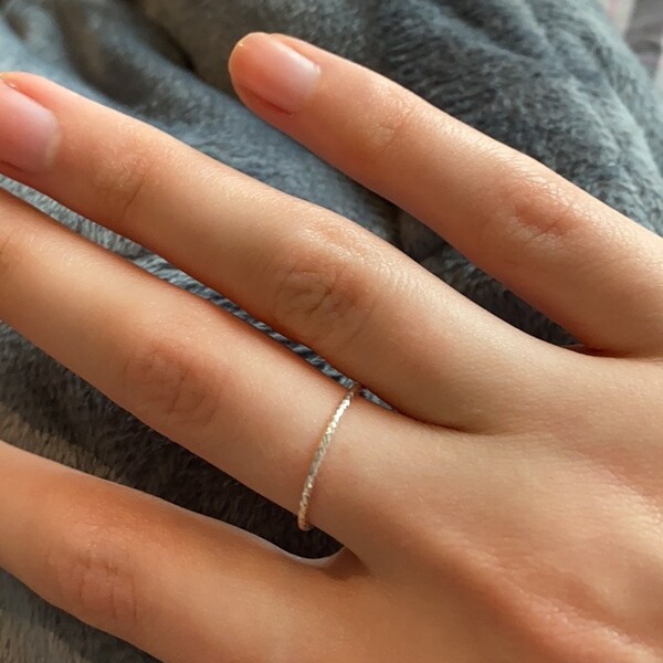 Sterling Silver Stacking Rings / Dainty Minimalist Hammered, Sparkle ...