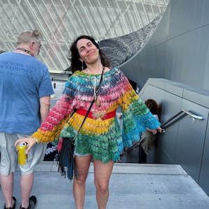 Handmade Crochet Tie Dye Dress,crochet Multicolor Wide Sleeve Dress, Boho  Hippie Gypsy Festival Crochet Dress.cotton Crochet Tie Dye Dress. - Etsy