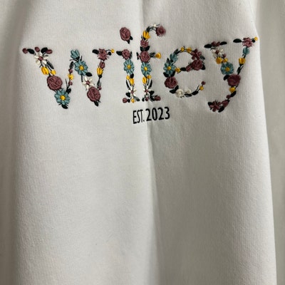 Wifey Glitter Applique Embroidered Sweatshirt