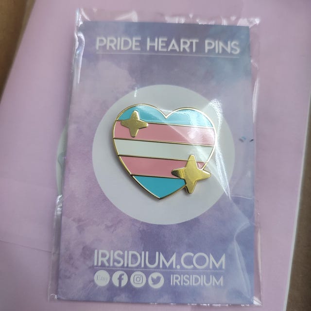 PRIDE Transgender Sparkling Heart Emoji Enamel Pin - Etsy