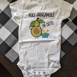 Fiesta Baby Outfit Funny Avocado Bodysuit or T-Shirt Holy Guacamole I'm Cute 0-3M Short Sleeve Bodysuit Mexican Baby Clothes Funny Baby Shower Gifts for Boy Girl 