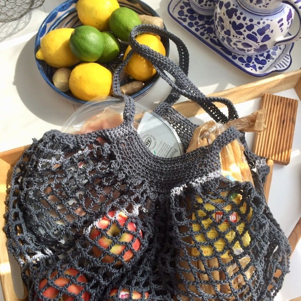 Crochet Pattern // Net Bag Market Tote Grocery Mesh String // French ...