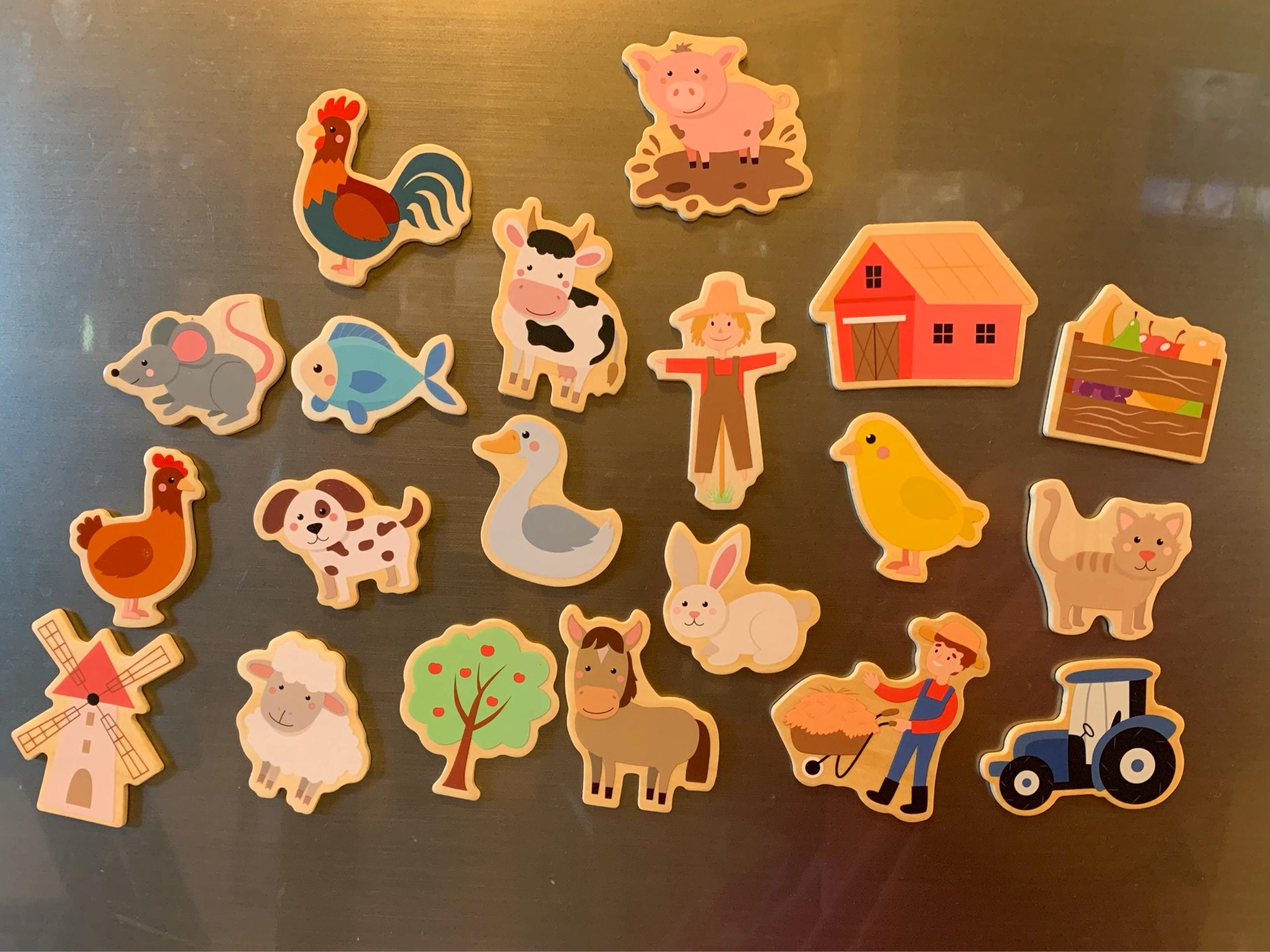 Fridge magnets: farm, board magnets, fridge magnets, wooden magnets, gift for children, birthday gift, children&#39;s activity