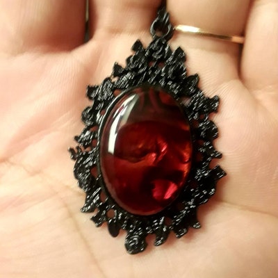 Gothic Red Paua Shell Cameo Necklace - Etsy