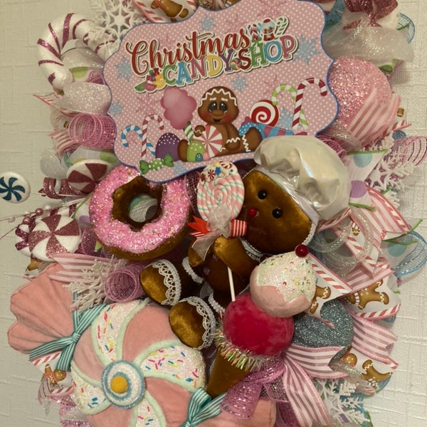 Gingerbread Bakery Sign Candyland Wreath Sign, Candy Sign, Gingerbread ...