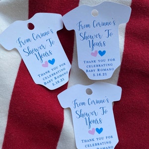 A Sweet Thank You, Baby Shower Tag, Body Suit Shaped Tag, Sweet Treat ...