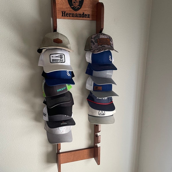 Custom Stocking Cap Rack Custom Cap Rack for 20 Caps, Hat Rack, Carved Cap Rack, Personalize Cap ...