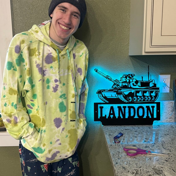 Custom US Military Tank Metal Sign With LED Lights, Personalized US ...