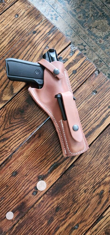 Ruger Mark I II III IV Tanned Leather Holster w Magazine Pouch Mk & Standard 4.75, 5.5, 6, 6.88 Barrels