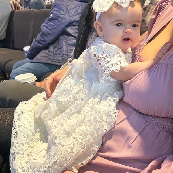 Christening - Baby Girl Silk Ruffle Dress
