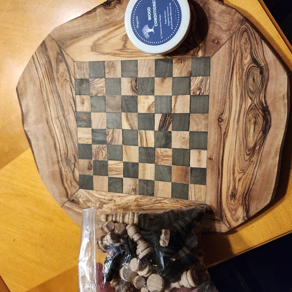 Rustic Chess Roll Rustic Chess Set With Rough Edges , Wood Chess Board, Birthday Gift ...