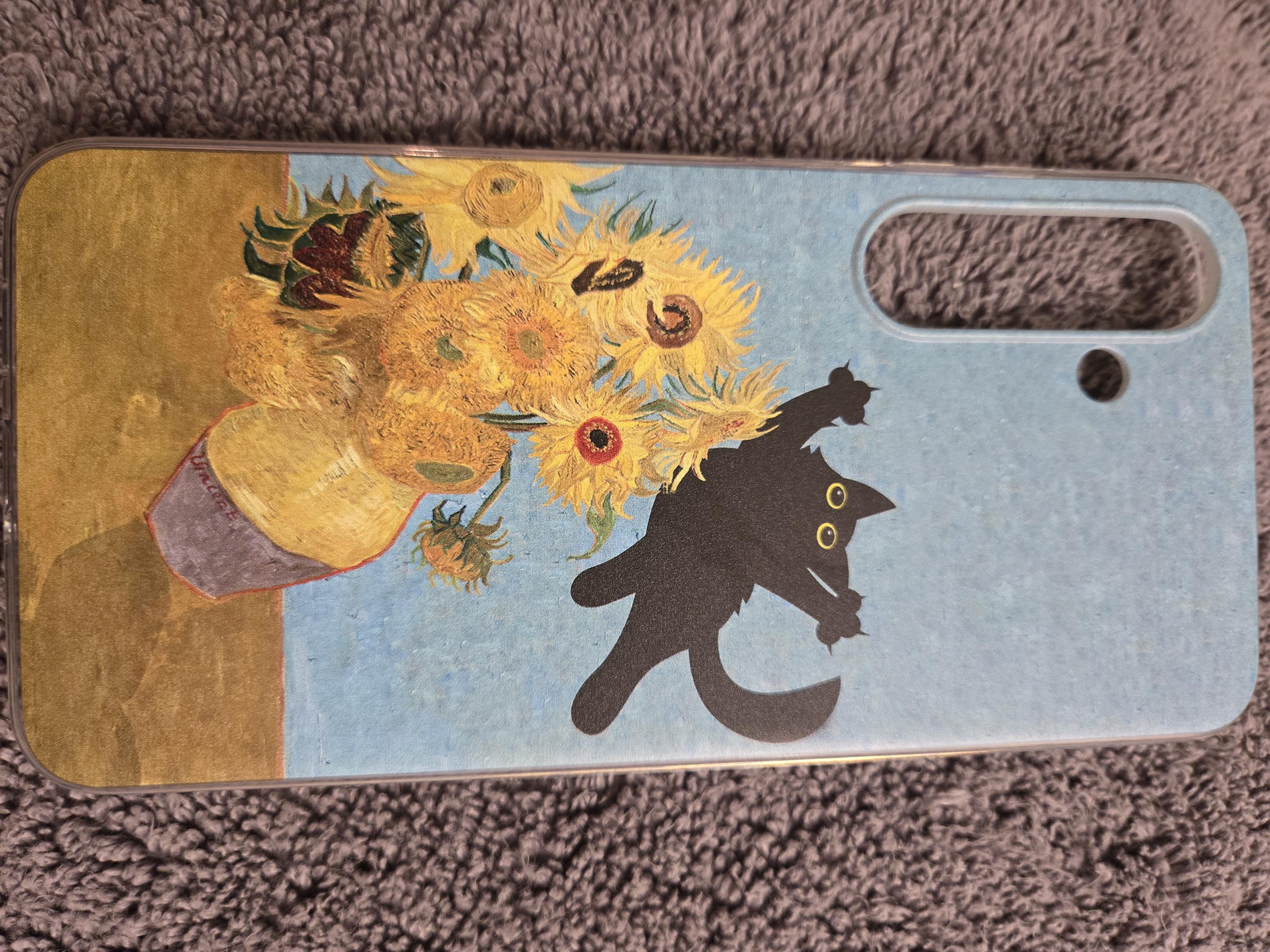Van Gogh Phone Case Cat Meme Parody Cover Fit for iPhone 15 Pro Max, 14 Plus, 13, 12, 11, XR
