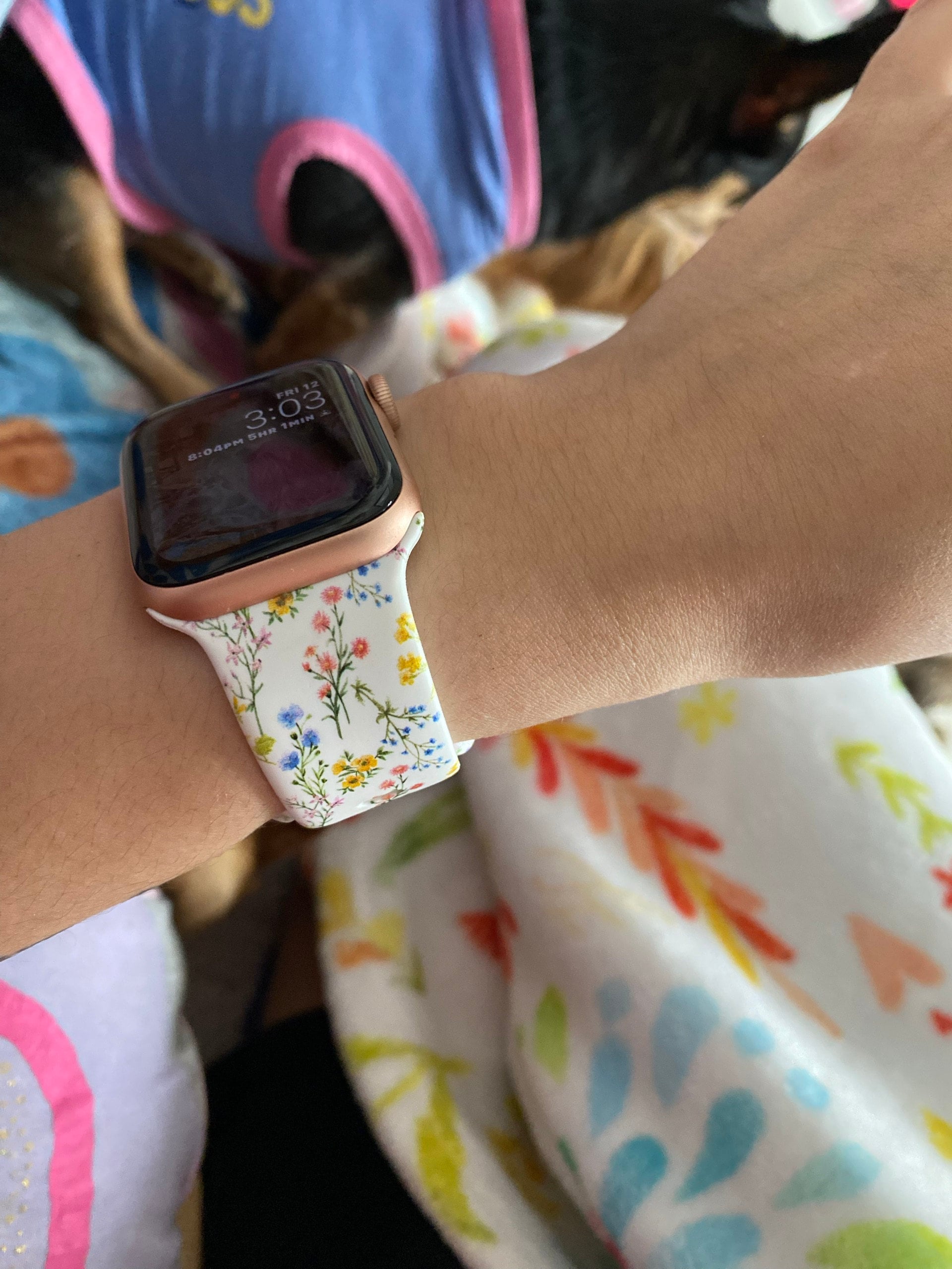 Small Spring Flowers Silicone Watch Band compatible with Apple Watch Fitbit Samsung Garmin