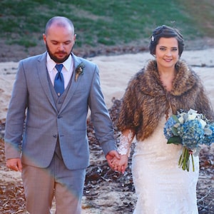 fur shawl with red dress
