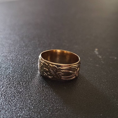14k Gold Filled Wide Pattern Band Ring - Etsy