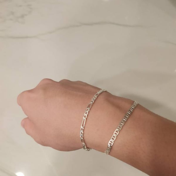 Silver 925 sterling silver chain and crystal stone detailed bracelet 23